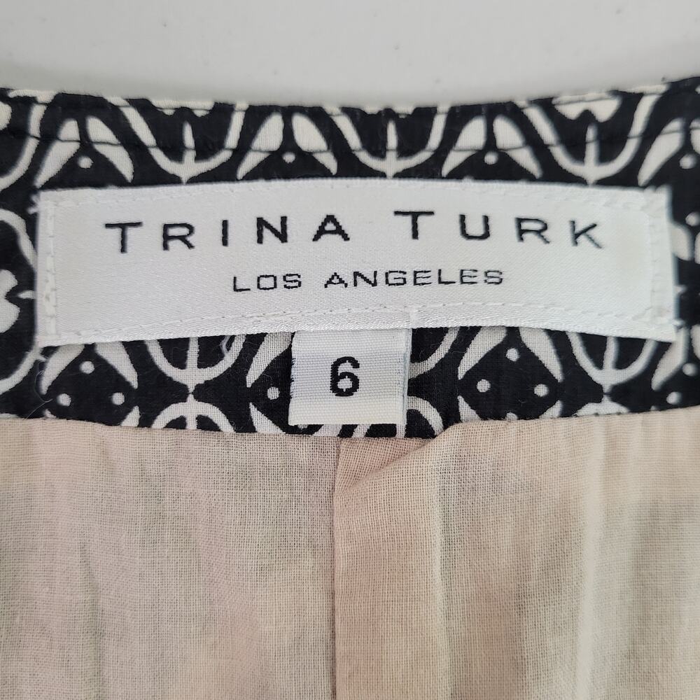 Trina Turk  Womens Black Floral Boho Travel Career Dress V-Neck Silk Blend SZ‎ 6 - Picture 5 of 8